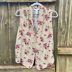 VTG Anna & Frank Floral Silk Sleeveless Button Down